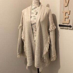Beige Women's Sweater with Fringe in Oatmeall